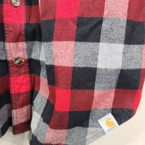 Carhartt Mens Original Fit Long Sleeve Plaid Flannel Button Up Shacket Medium - Picture 5 of 9